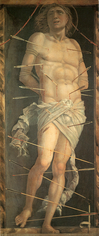 painting of St Jerome pierced by lots of arrows