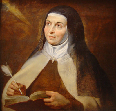 painting of St Teresa looking meditative