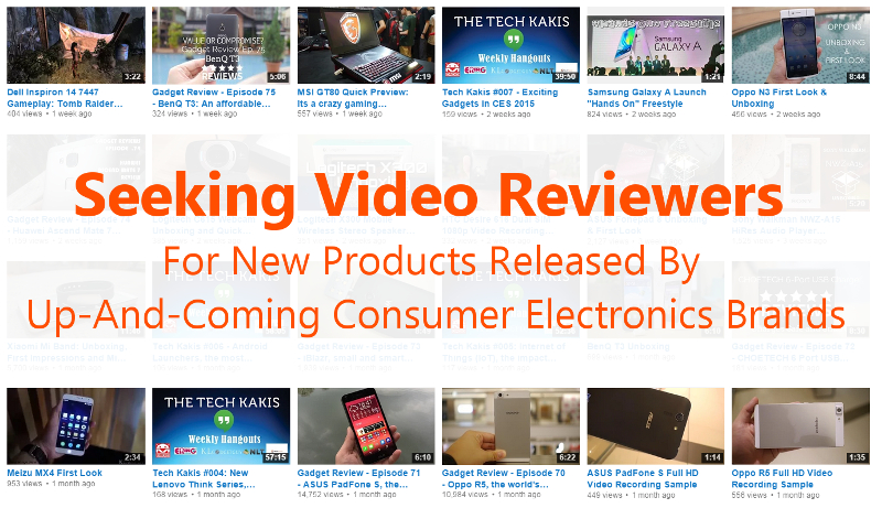 Seeking video reviewers for new products released by up and coming Chinese consumer electronics brands